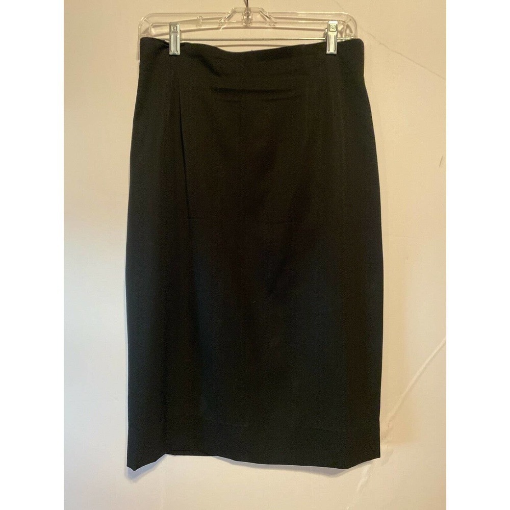 VINTAGE Carole Little for Saint Tropez West Black Wool Lined Skirt Long Medium
